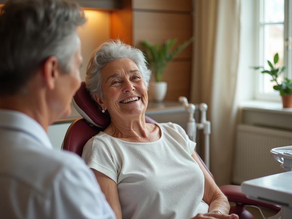 Äldre patient får tandvård med tiotandvård förmån hos S&S Dental Solna