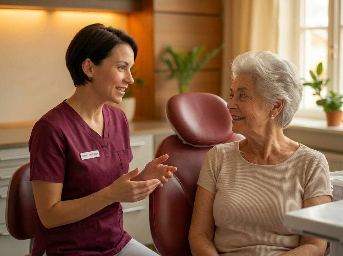 Senior patient får tandvård